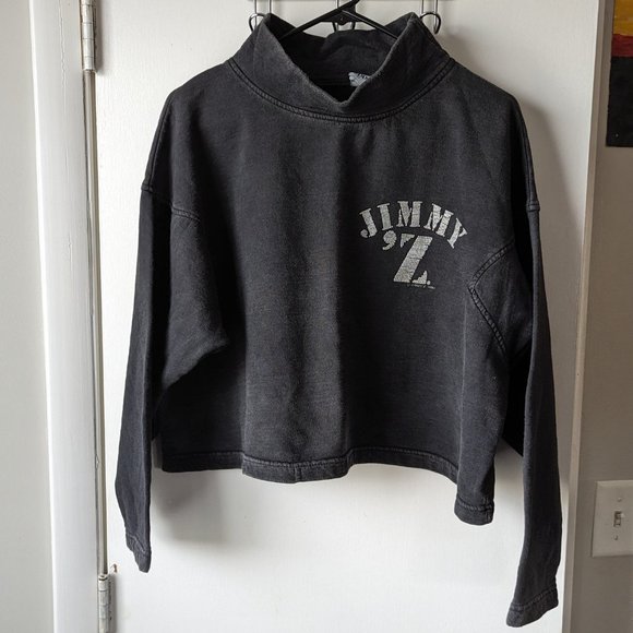 Jimmy'Z Brand Vintage Mock Neck Crop Pullover Sweatshirt Size Large - Picture 1 of 13